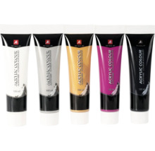 Cinq tubes de peinture acrylique de 100 ml chacun