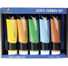 Set de peinture acrylique avec cinq tubes de 100 ml