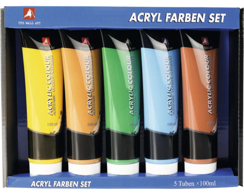 Set de peinture acrylique avec cinq tubes de 100 ml