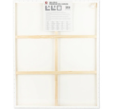 Dos d'une toile blanche sur un cadre en bois, dimensions 100 x 120 centimètres