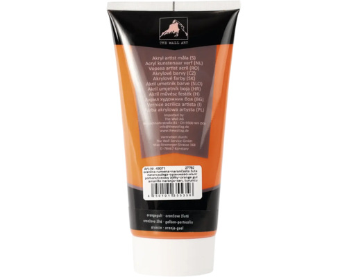 Tube de peinture acrylique orange pour artistes