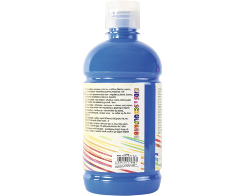 Peinture scolaire bleue pour enfants dans une bouteille en plastique