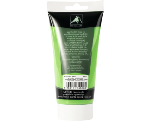 Tube de peinture acrylique verte pour artistes
