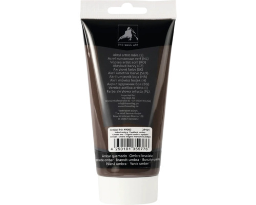 Tube de peinture acrylique artiste ombre brûlée
