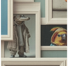 Papier peint avec motifs d'animaux dans des cadres photo