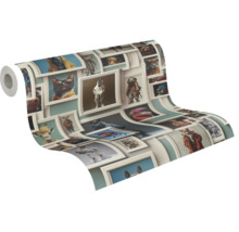 Rouleau de papier peint avec des motifs d'animaux dans des cadres