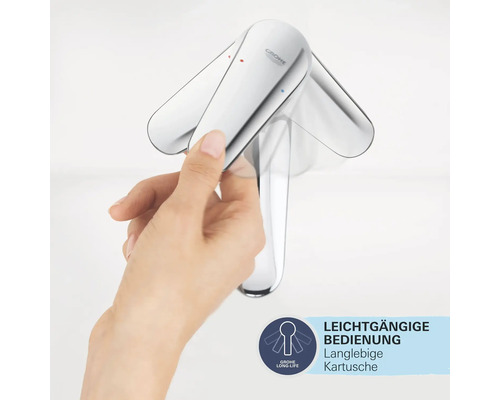 Bedienung eines Wasserhahns mit leichtgängiger, langlebiger Kartusche