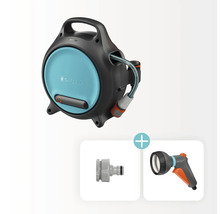 Dévidoir mural Gardena avec tuyau d'arrosage, raccord et lance