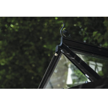 Detailansicht eines Gewächshausdachs mit dekorativer Spitze