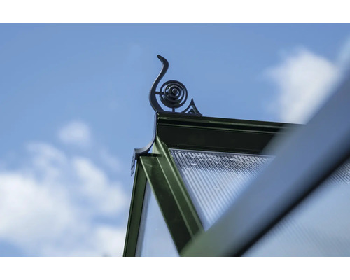 Detailansicht Gewächshausdach mit dekorativem Element