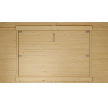 Porte en bois avec ferrures métalliques