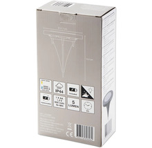 Verpackung einer LED Solar Bodenleuchte mit Durchmesser und weiteren Produktinformationen