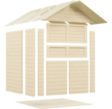 Éléments en bois individuels pour une cabane de jardin