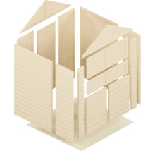 Schéma éclaté d'un abri de jardin en bois