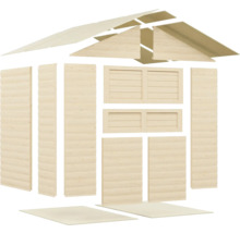 Pièces détachées d'un abri de jardin en bois