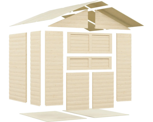 Pièces détachées d'un abri de jardin en bois