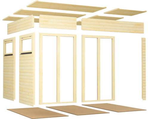 Pièces détachées d'un abri de jardin en bois