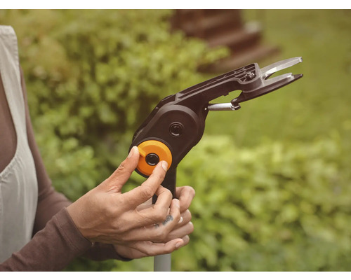 Utilisation d'une cisaille à arbustes avec manche dans le jardin