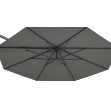 Vue de dessous d'un parasol avec baleines et mât