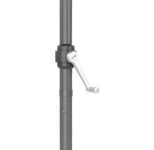 Detailansicht eines Sonnenschirmständers mit Kurbelmechanismus