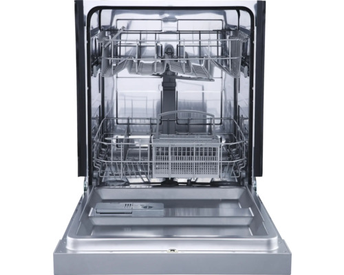 Lave-vaisselle ouvert avec paniers à vaisselle