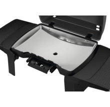 Gril électrique ouvert avec surface de cuisson et espace de stockage