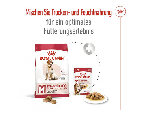 Royal Canin Trocken- und Feuchtnahrung für mittelgroße, ältere Hunde.