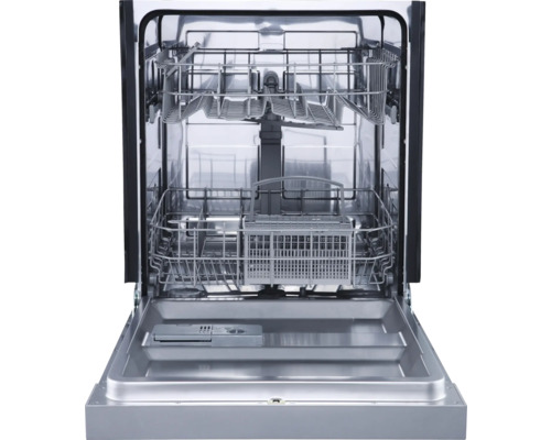 Lave-vaisselle ouvert avec paniers à vaisselle