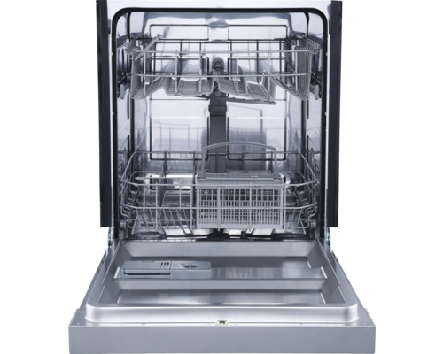 Lave-vaisselle ouvert avec paniers à vaisselle