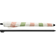 Parasol de plage à rayures avec mât noir