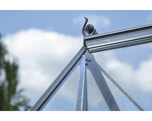 Vue détaillée d'une serre avec un ornement sur le toit