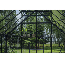 Serre avec plante, fil à ligaturer et accessoires de jardinage sur une étagère