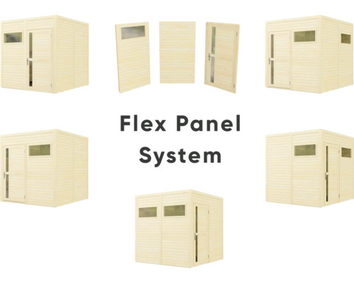 Abri de jardin Flex Panel System en bois avec fenêtre et porte