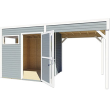 Abri de jardin en bois avec double porte et auvent