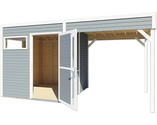 Abri de jardin en bois avec double porte et auvent