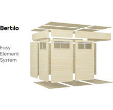 Logo Bertilo. Image d'un abri de jardin dans un système d'éléments simple.