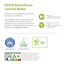 EGGER Nature Sense Laminatboden Informationen zu Umweltzeichen und Materialzusammensetzung