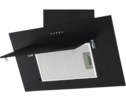 Hotte d'aspiration noire avec filtre ouvert