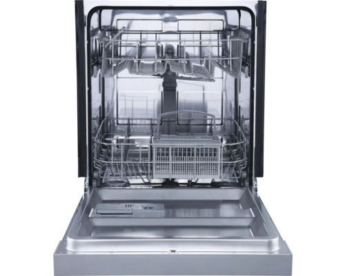 Lave-vaisselle ouvert avec paniers à vaisselle