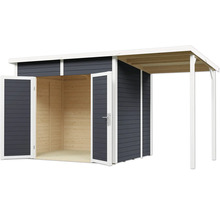 Abri de jardin avec double porte et auvent