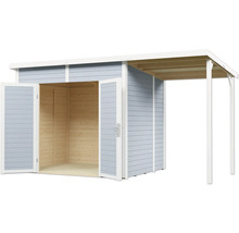 Abri de jardin en bois avec double porte et auvent