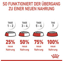 Diagramm zur Umstellung auf neue Tiernahrung