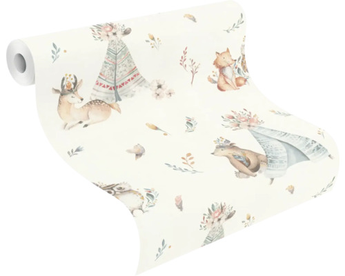 Rouleau de papier peint avec motif d'animaux forestiers