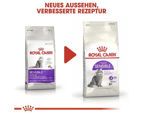 Zwei Säcke Royal Canin Sensible 33 Katzenfutter mit neuer Rezeptur