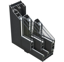 Vue en coupe d'un cadre de fenêtre avec triple vitrage