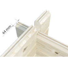 Mur en madriers avec une épaisseur de 44 millimètres