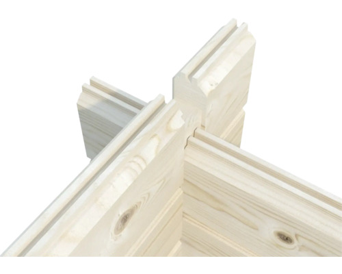 Vue détaillée de l'assemblage d'angle de madriers