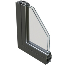 Schnittansicht eines Fensters mit Rahmen und Doppelverglasung