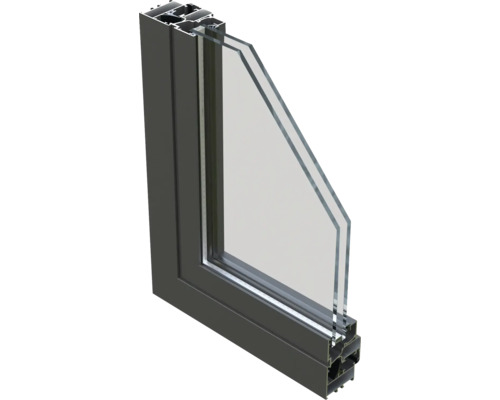 Profilé de fenêtre avec double vitrage en coupe transversale