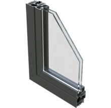 Querschnitt eines Aluminiumfensters mit Doppelverglasung